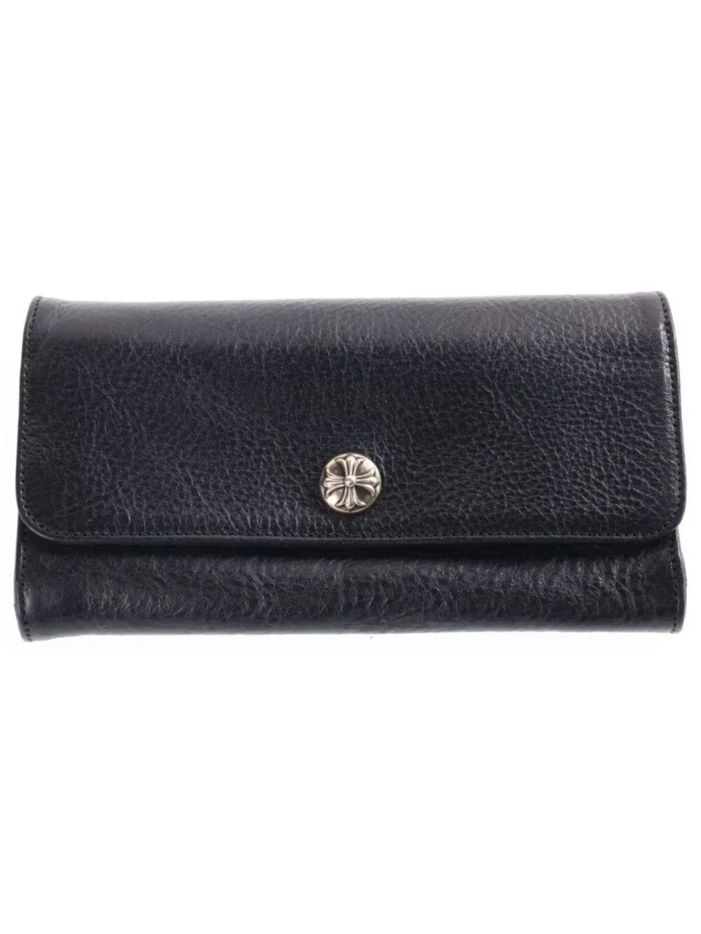 Chrome Hearts Judy Cross Ball Button Leather Wallet Black
